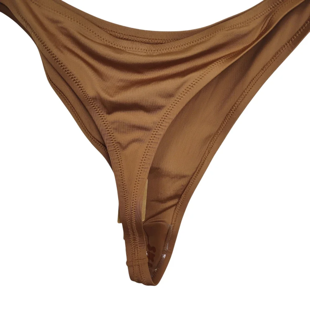 Skims Swim Thong Bikini Bottom Womens 4XL Almond Brown High Cut Stretch New Swim